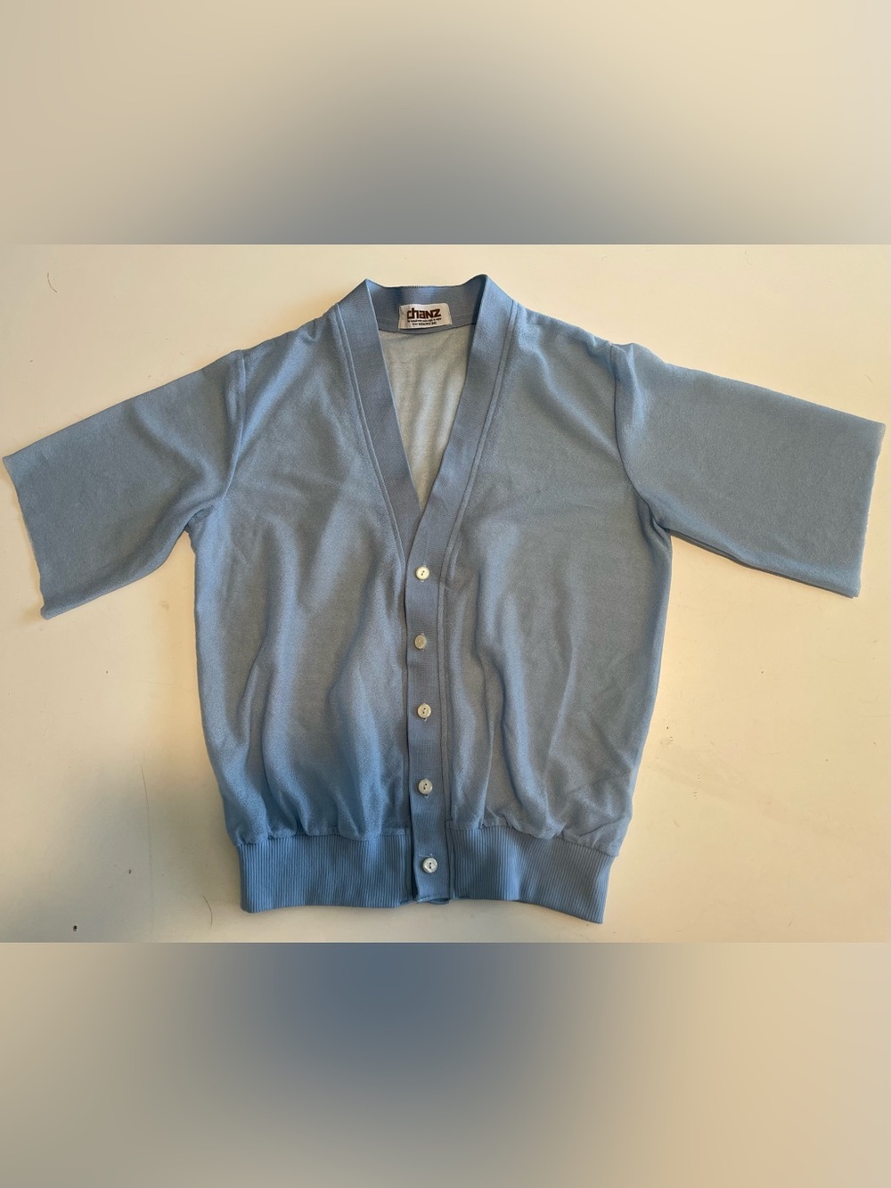 Light Blue Mens/ Unisex V-Neck Button Cardigan Sweater - Vintage